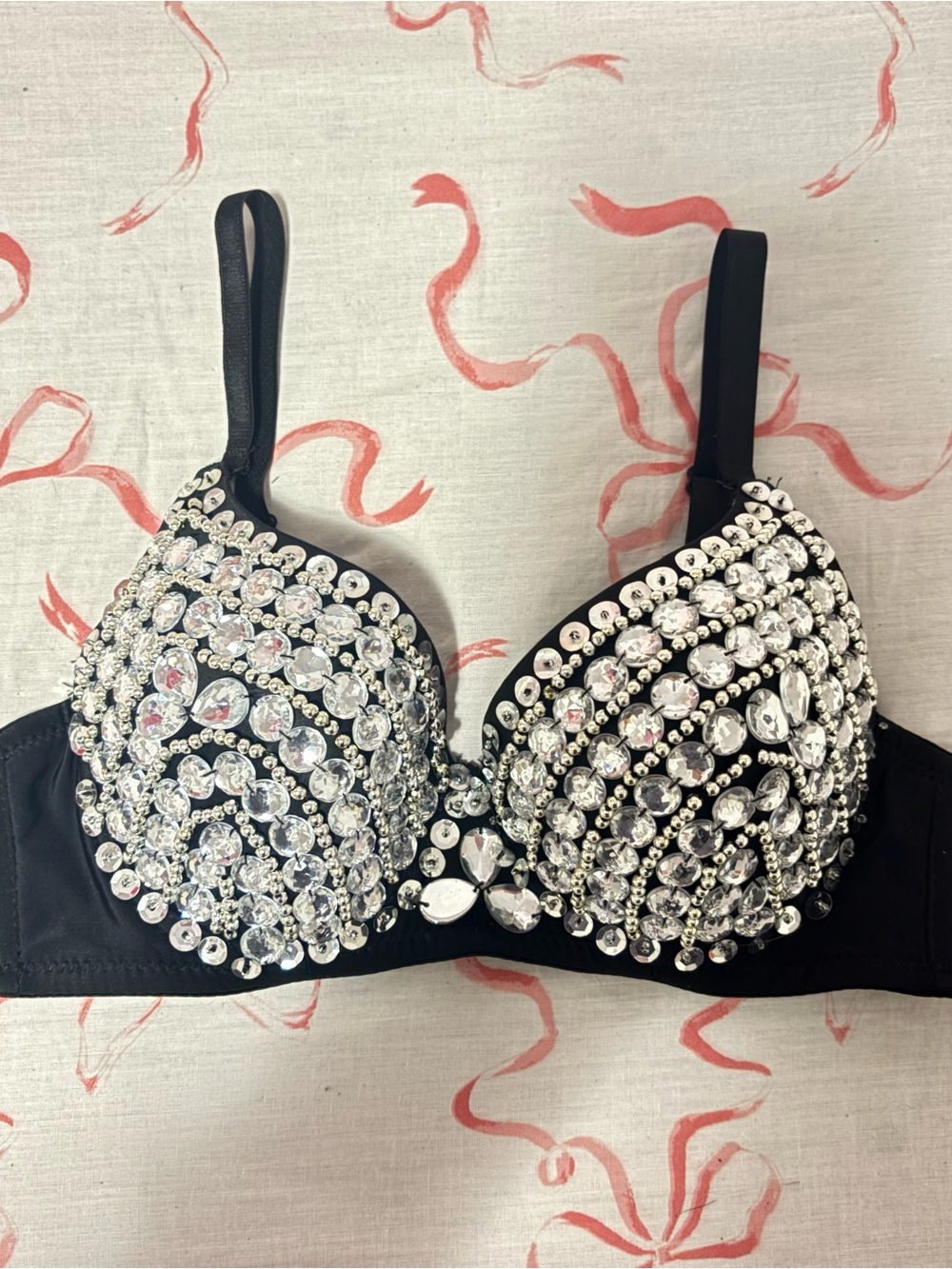 Embellished Black Crystal Bra - Sparkling Statement Lingerie